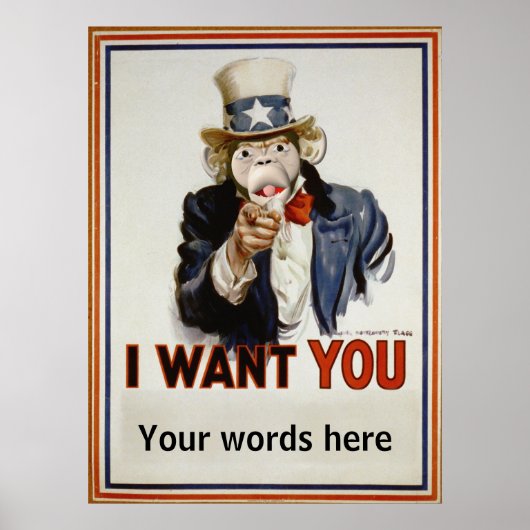 Monkey Uncle Sam Poster (Vorne)