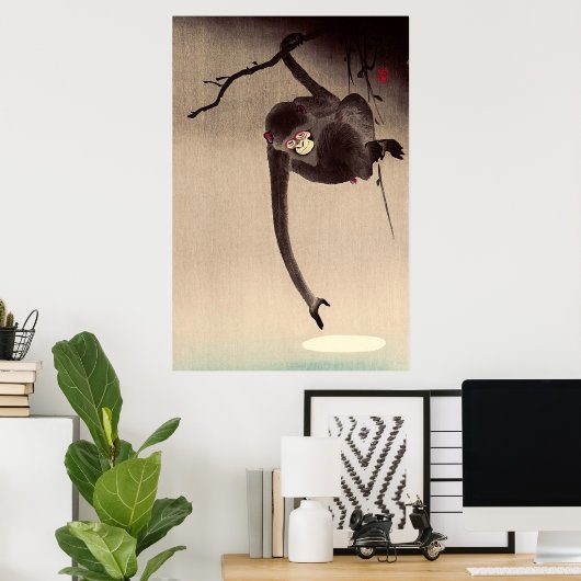 Monkey und Moon Ohara Koson Anfang des 20. Jahrhun Poster (Heimbüro)
