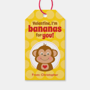 Monkey Valentine Geschenk Tag für Kinder Geschenkanhänger