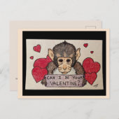 Monkey Valentine Postkarte (Vorne/Hinten)