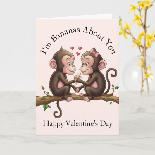 Monkey Valentine's Day Karte (Gelbe Blume)