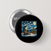 Monkey Van Gogh Style Starry Night Christmas Winte Button (Vorne & Hinten)