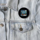 Monkey Van Gogh Style Starry Night Christmas Winte Button (Beispiel)