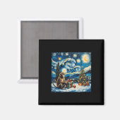 Monkey Van Gogh Style Starry Night Christmas Winte Magnet (Vorderseite/Rückseite)
