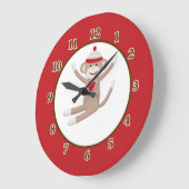 Monkey Wall Clock der Socken (rot) Große Wanduhr (Winkel)