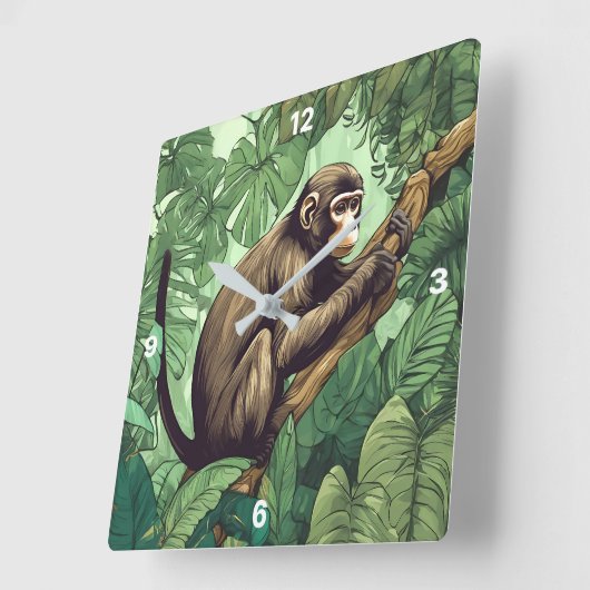 Monkey Wall Clock Quadratische Wanduhr (Winkel)