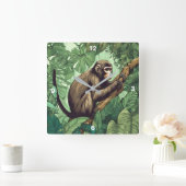 Monkey Wall Clock Quadratische Wanduhr (Zuhause)