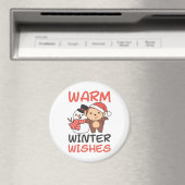 Monkey Warm Winter Wishes Snowman Magnet (In Situ (Geschirrspüler))