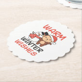 Monkey Warm Winter Wishes Snowman Untersetzer (angewinkelt)