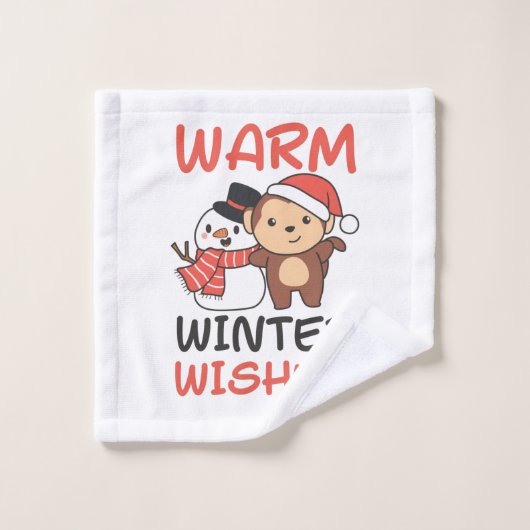 Monkey Warm Winter Wishes Snowman Waschlappen (Waschlappen)
