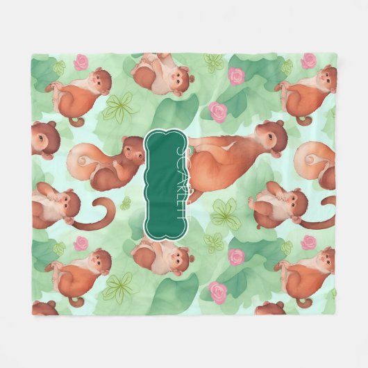 Monkey Watercolor Personalisiertes Muster Fleecedecke (Vorderseite (Horizontal))