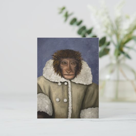 Monkey Wearing Jacket Postkarte (Stehend Vorderseite)