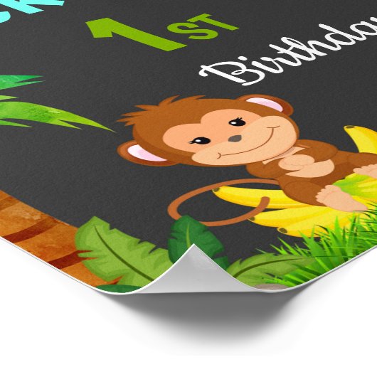 Monkey welcome Party sign Boy Dschungel Party Post Poster (Ecke)
