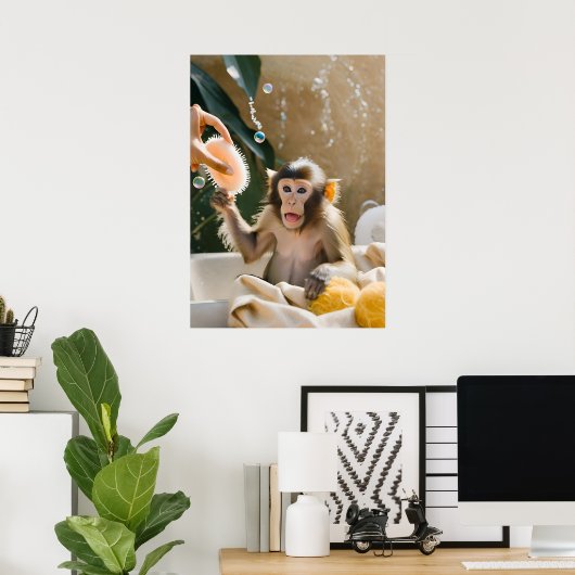 Monkey Whimsical Art Poster Geschenk für sie (Heimbüro)