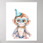 Monkey Wild Safari Tiere Geburtstagsparty Poster (Vorne)