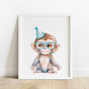 Monkey Wild Safari Tiere Geburtstagsparty Poster