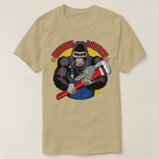 Monkey Wrench Mechanische Fette Monkey Car Reparat T-Shirt (Design vorne)