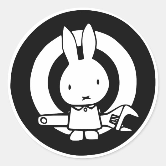 Monkey Wrench Rabbit Runder Aufkleber (Vorderseite)