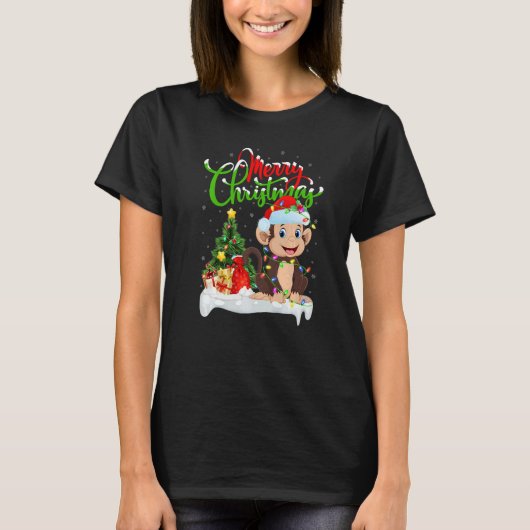 Monkey Xmas Decorations Santa Monkey Christmas T-Shirt (Vorderseite)