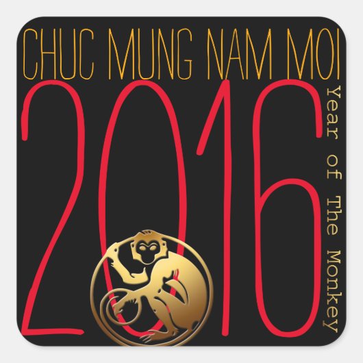 Monkey Year 2016 Vietnamese New Year Stickers (Vorderseite)
