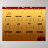 Monkey Year Calendar Poster 2016 lächeln (Vorne)