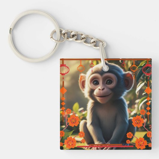 Monkey Zodiac Sign Schlüsselanhänger (Vorderseite)