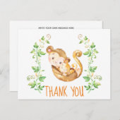 Monkey Zoo Animals Baby Dusche Vielen Dank Postkarte (Vorne/Hinten)