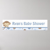 Monkey Zoo Baby Shower Banner-boy-blau Poster (Vorne)