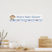 Monkey Zoo Baby Shower Banner-boy-blau Poster (Küche)