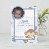 Monkey Zoo Foto Geburtstag Einladung Boy (Stehend Vorderseite)