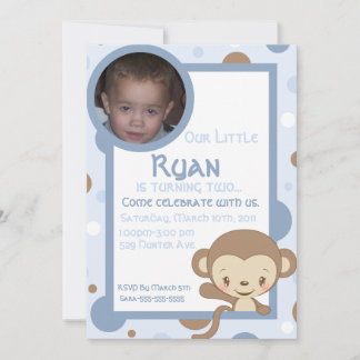 Monkey Zoo Foto Geburtstag Einladung Boy