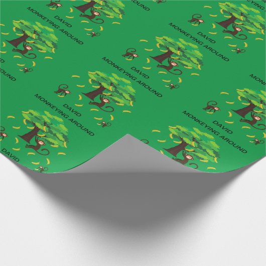 "Monkeying Around" Packpapier für Kinder. (Ecke)
