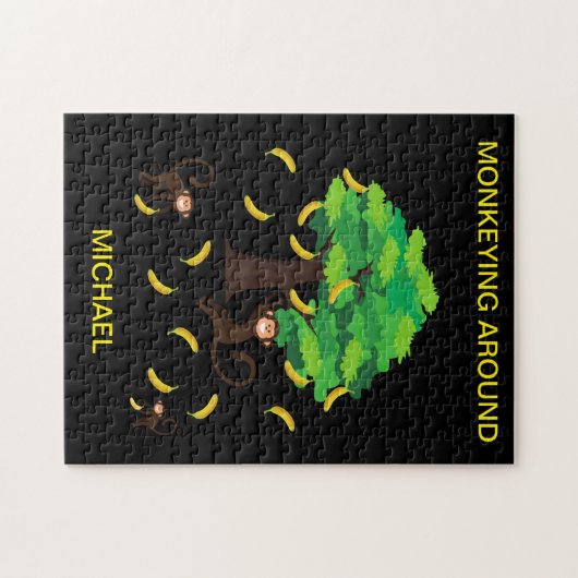 "Monkeying Around" Puzzle mit Kindernamen. (Horizontal)