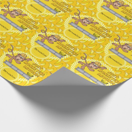 Monkeying gerade herum Babyparty-Thema Geschenkpapier (Ecke)