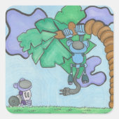 Monkeying Quadratischer Aufkleber (Vorderseite)