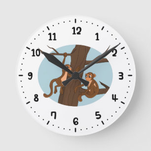 Monkeys climbing the tree round clock runde wanduhr