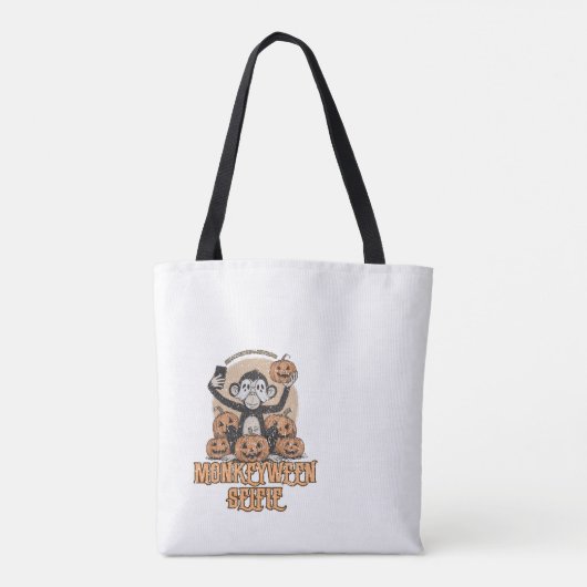 Monkeyween Selfie - Vintage Halloween Tasche (Rückseite)
