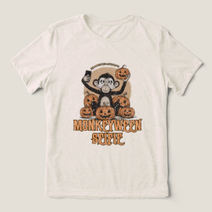 Monkeyween Selfie – Vintage Halloween  Tri-Blend Shirt