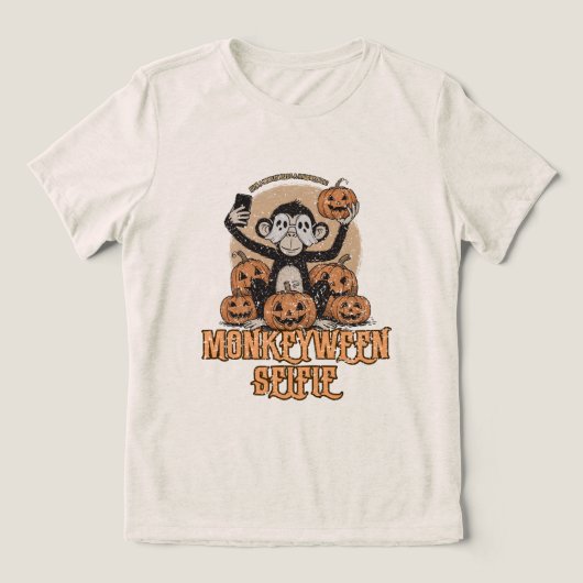 Monkeyween Selfie – Vintage Halloween Tri-Blend Shirt (Design Vorderseite)