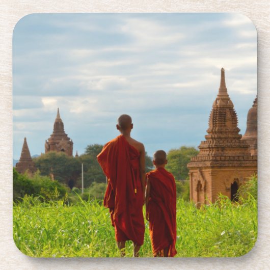 Monks with Ancient Temples Getränkeuntersetzer (Vorderseite)