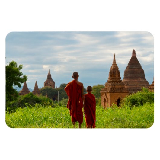 Monks with Ancient Temples Magnet (Horizontal)