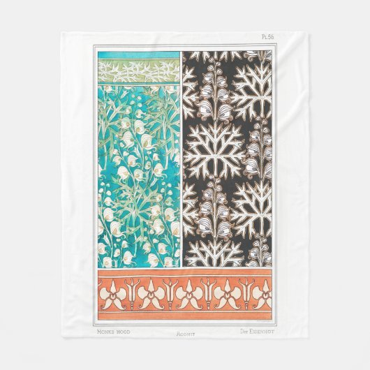 Monkshood wolfsbane Pflanze Art nouveau verneuil Fleecedecke (Vorderseite)