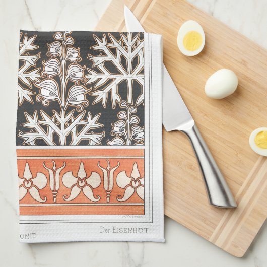 Monkshood wolfsbane Pflanze Art nouveau verneuil Geschirrtuch (Viertel Falte)