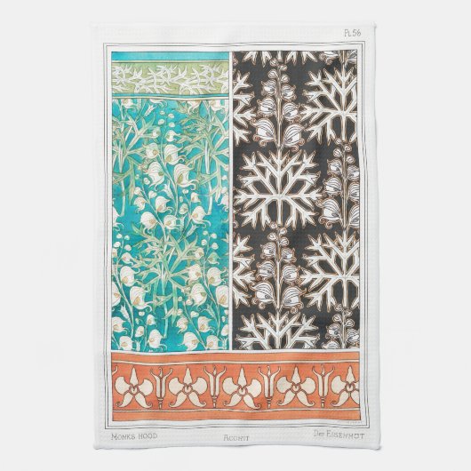Monkshood wolfsbane Pflanze Art nouveau verneuil Geschirrtuch (Vertikal)