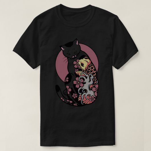 Monmon cat Cat mit japanischem Tattoo Ko Fisch T-Shirt (Design vorne)