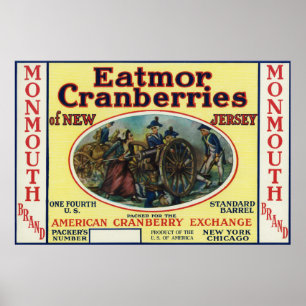 Monmouth Eatmor Cranberries Brand Label Poster