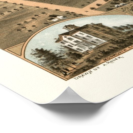 Monmouth, IL Panorama Karte - 1869 Poster (Ecke)