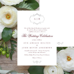 Mono-Bordeaux-Hochzeit Einladung