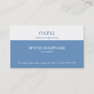 Mono Cornflower Blue & White Business Card Visitenkarte