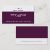 Mono Eggpflanze Lila & White Business Card Visitenkarte (Vorne/Hinten)